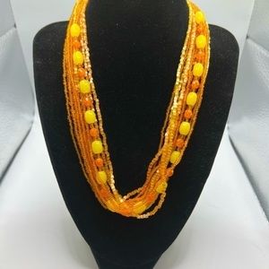 Orange Glass Seed Bead Necklace-13 Strands, Made In‎ Czech Republic